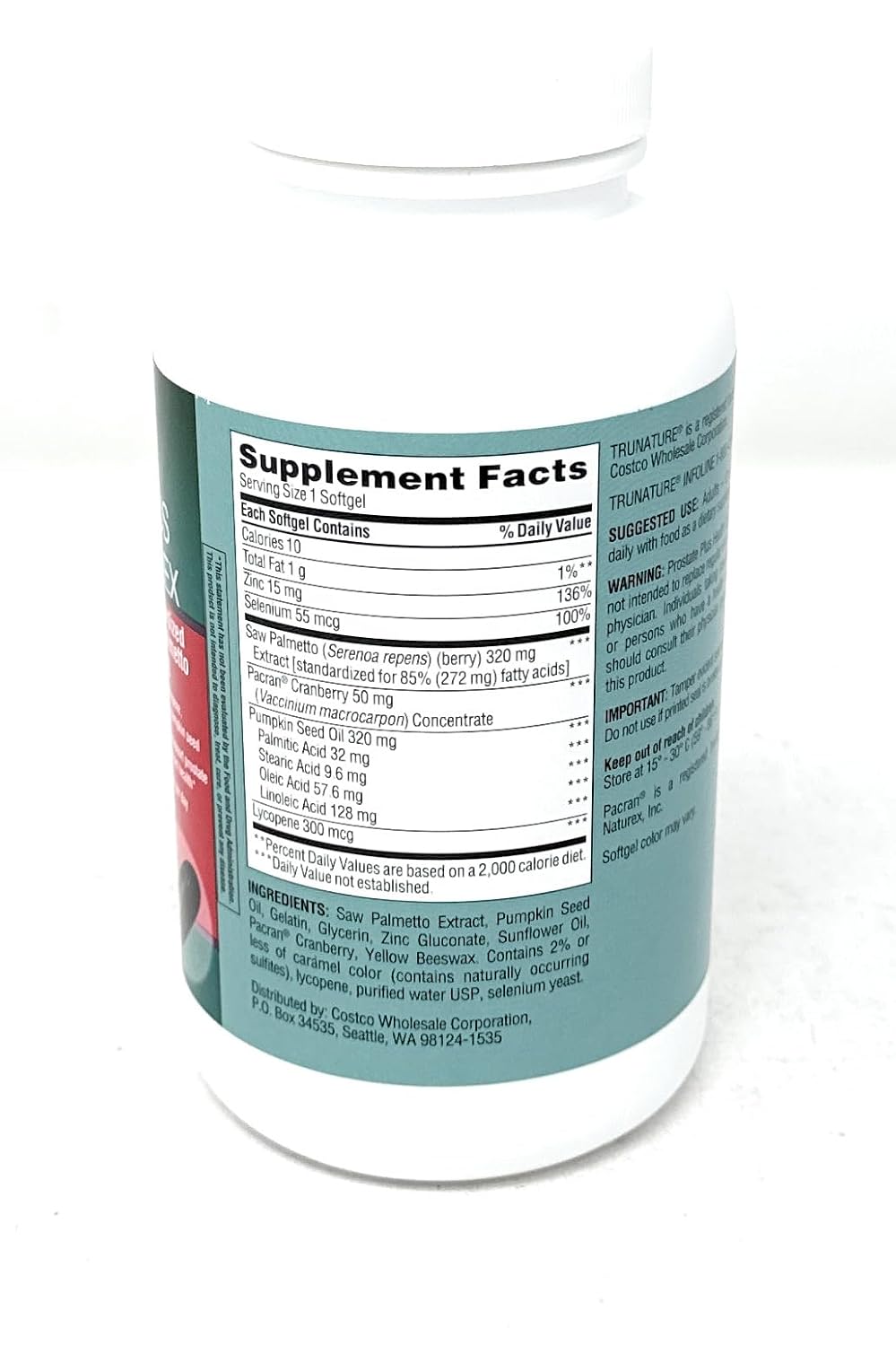 TruNature Prostate Plus Health Complex |Dietary supplement|250 softgels
