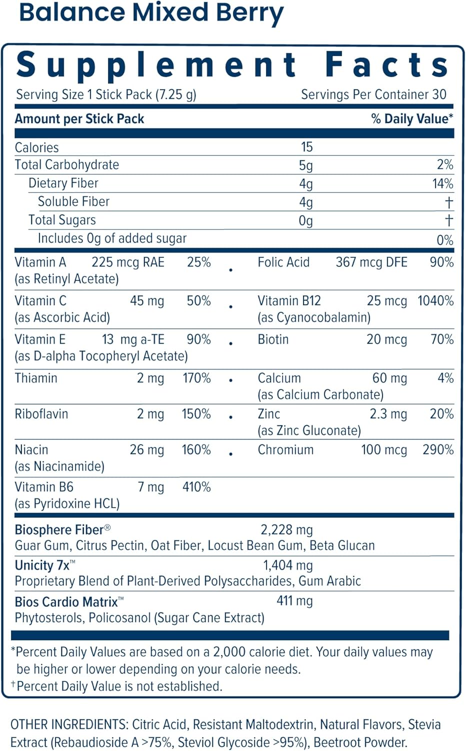 Unicity Balance Natural Mixed Berry – 30 Stick Packs