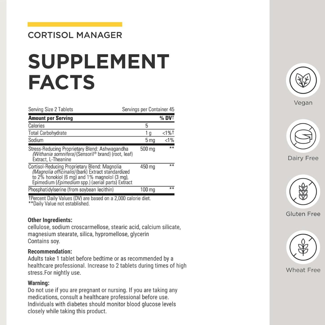Cortisol Manager Sleep Support Tablets – 90 Count (45 Servings)