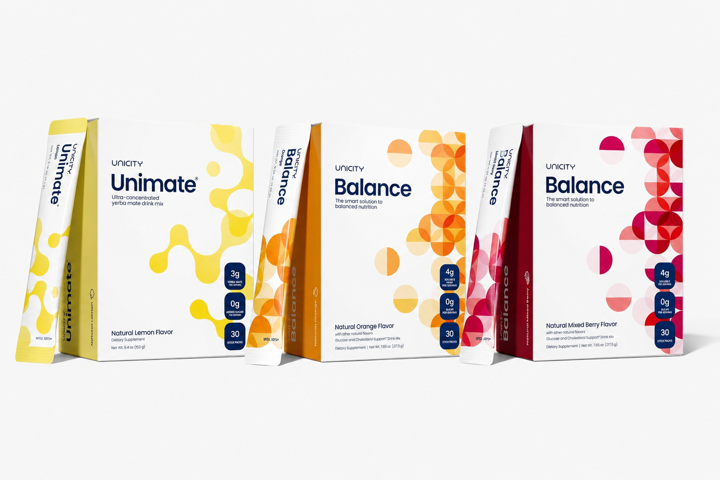 Unicity Balance Trio – Complete Wellness Bundle |Orange,Lemon and Mixed Berry Flavours |3 x 30 Stick Packs