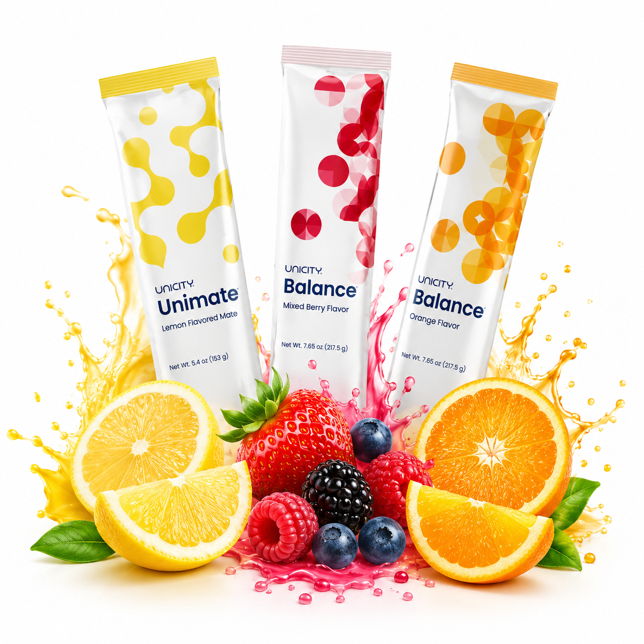 Unicity Balance Trio – Complete Wellness Bundle |Orange,Lemon and Mixed Berry Flavours |3 x 30 Stick Packs